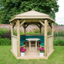 Forest Garden Furnished Hexagonal Gazebo, (W)3.3m (D)2.84m