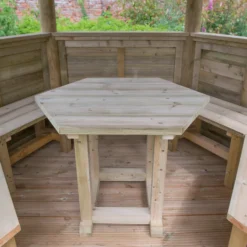 Forest Garden Furnished Hexagonal Gazebo, (W)3.3m (D)2.84m -Garden And Outdoors forest garden furnished hexagonal gazebo w 3 3m d 2 84m5013053172377 05i