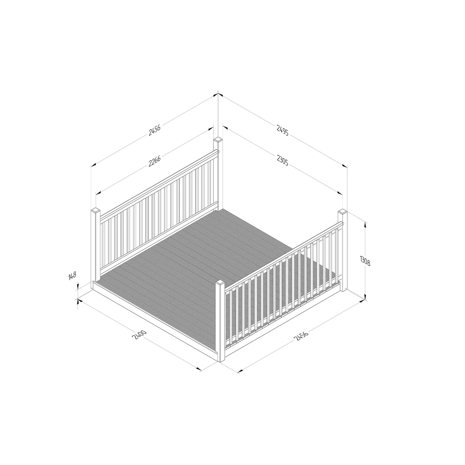 Forest Garden Softwood Decking Kit, X2 Balustrade (L) 1.31m X (W) 2.46m 2 Forest Garden Softwood Decking Kit, X2 Balustrade (L) 1.31m X (W) 2.46m - Image 2