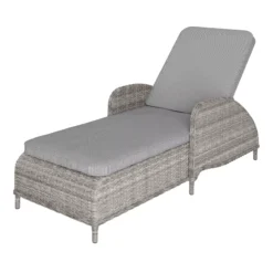 GoodHome Hamilton Steeple Grey Rattan Effect Sun Lounger