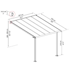 Palram - Canopia Olympia Grey Non-retractable Awning, (L)3.07m (H)3.05m (W)2.95m -Garden And Outdoors palram canopia olympia grey non retractable awning l 3 07m h 3 05m w 2 95m7290108133967 01t bq