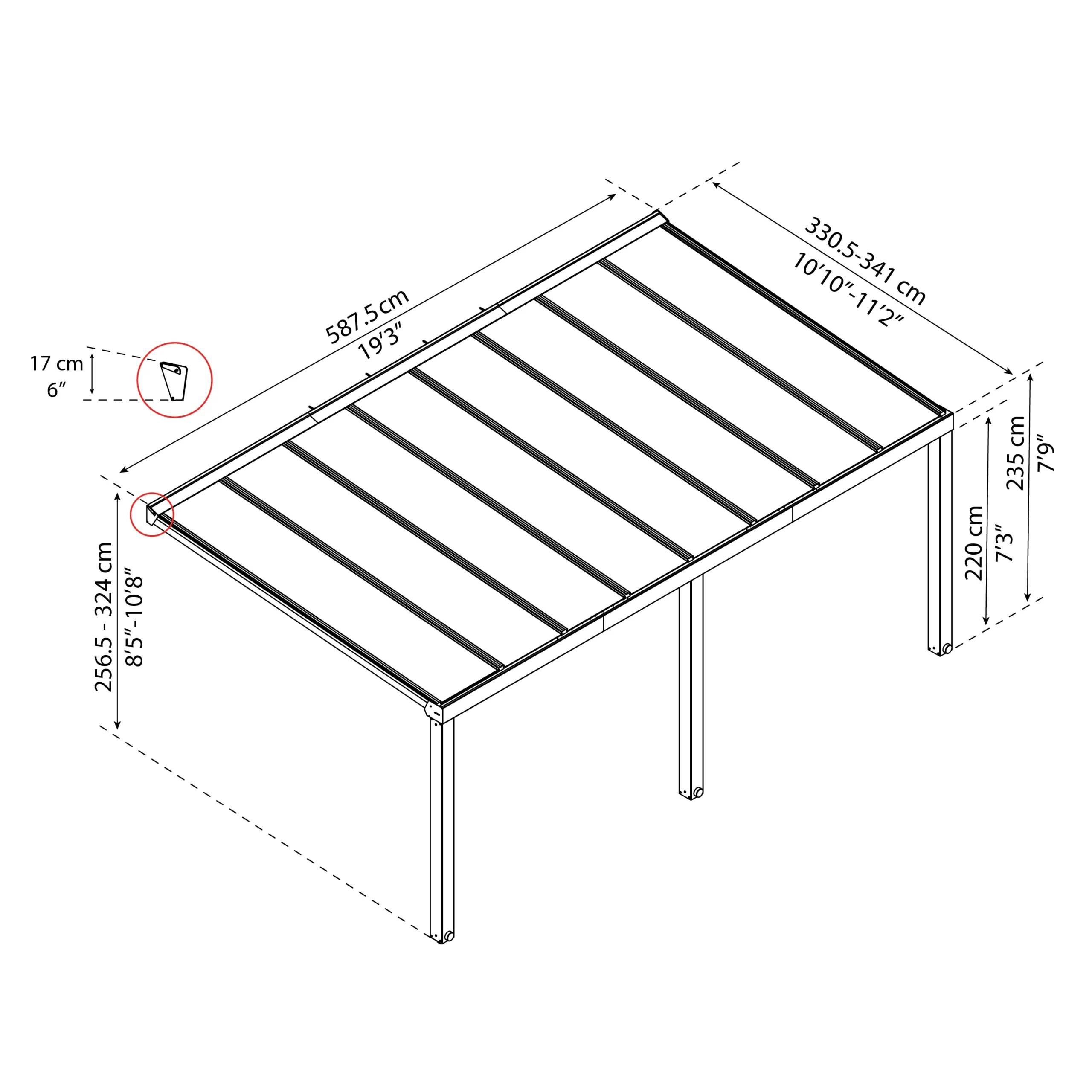 Palram - Canopia Stockholm Grey Non-retractable Awning, (L)5.88m (H)3.24m (W)3.41m 11 Palram - Canopia Stockholm Grey Non-retractable Awning, (L)5.88m (H)3.24m (W)3.41m - Image 11