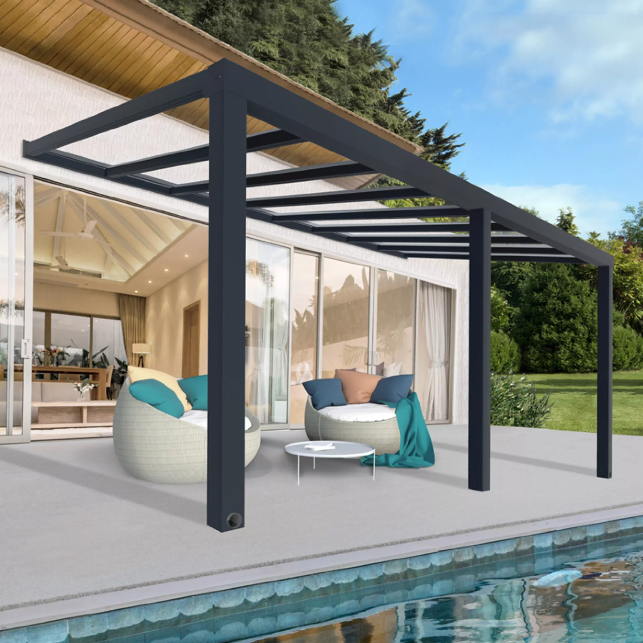 Palram - Canopia Stockholm Grey Non-retractable Awning, (L)5.88m (H)3.24m (W)3.41m 1 Palram - Canopia Stockholm Grey Non-retractable Awning, (L)5.88m (H)3.24m (W)3.41m